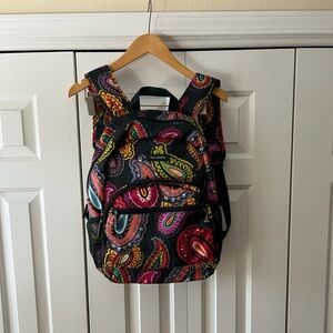 Vera Bradley Black Multicolor Paisley Backpack
